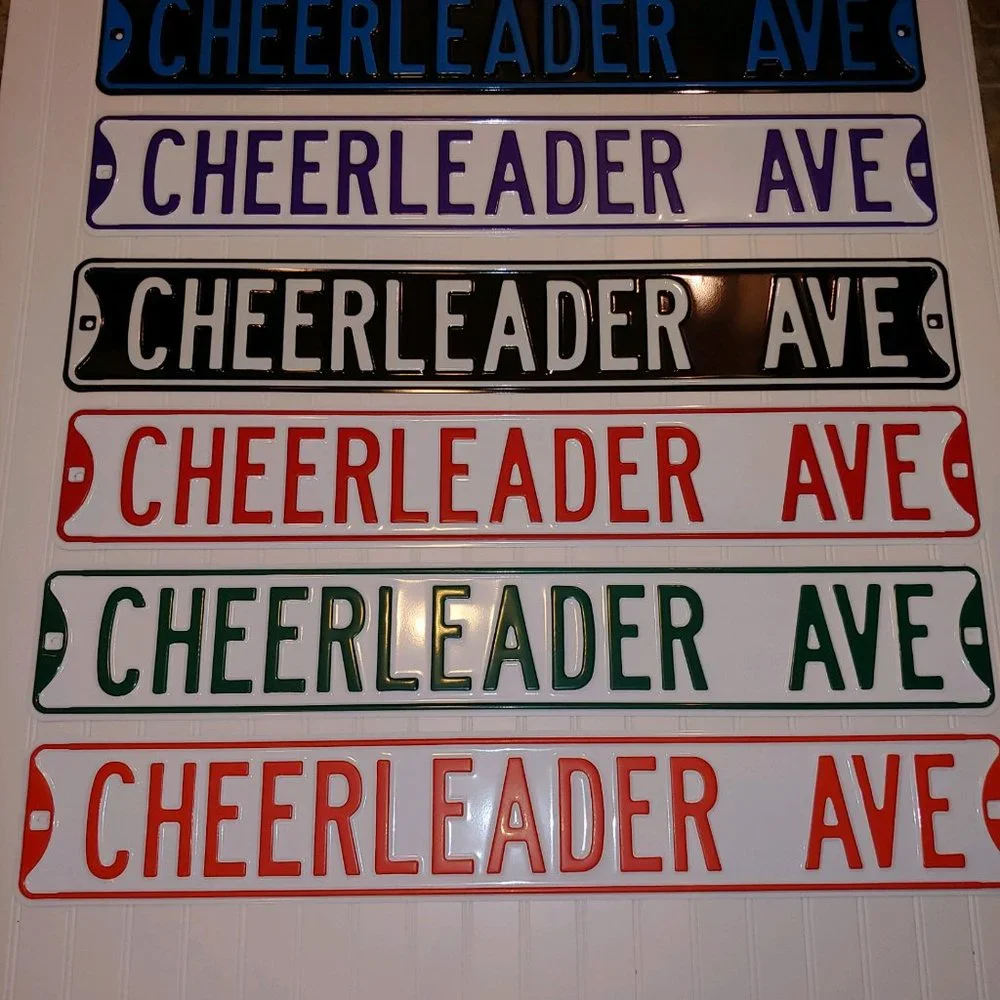 CHEERLEADER Metal Sign Green & White NEW